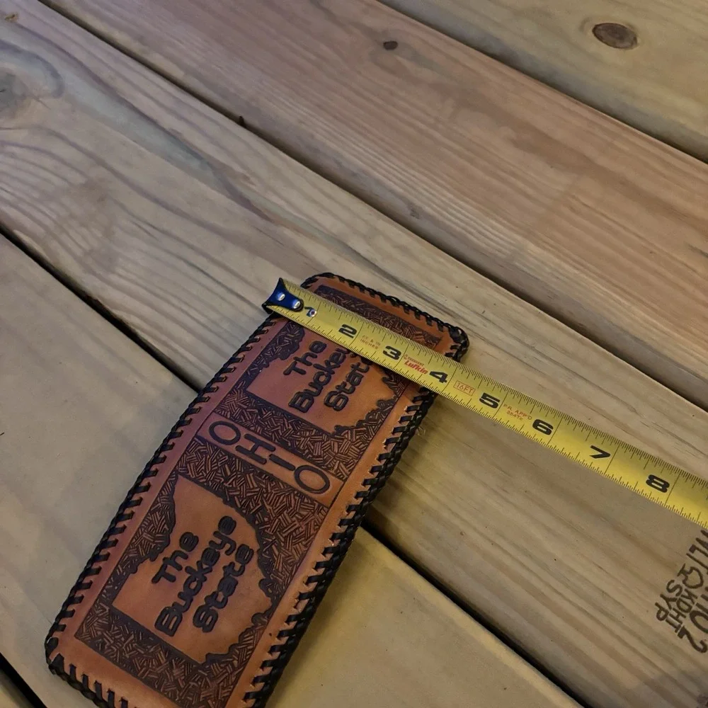 Ohio State Buckeyes Leather Wallet Handmade The Buckeye State Whipstitch Bi Fold